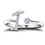 Fancy Diamond Initial 'I' Ring 0.10ct G/SI Quality in 9k White Gold - All Diamond