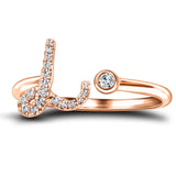 Fancy Diamond Initial 'L' Ring 0.10ct G/SI Quality in 9k Rose Gold - All Diamond