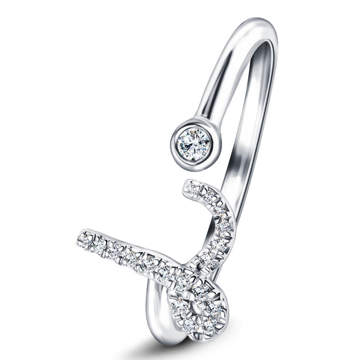 Fancy Diamond Initial 'L' Ring 0.10ct G/SI Quality in 9k White Gold - All Diamond