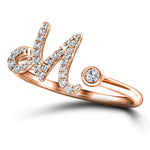 Fancy Diamond Initial 'M' Ring 0.11ct G/SI Quality in 9k Rose Gold - All Diamond