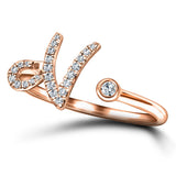 Fancy Diamond Initial 'N' Ring 0.11ct G/SI Quality in 9k Rose Gold - All Diamond