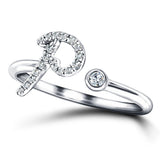 Fancy Diamond Initial 'P' Ring 0.10ct G/SI Quality in 9k White Gold - All Diamond