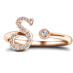 Fancy Diamond Initial 'S' Ring 0.10ct G/SI Quality in 9k Rose Gold - All Diamond