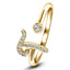 Fancy Diamond Initial 'T' Ring 0.10ct G/SI Quality in 9k Yellow Gold