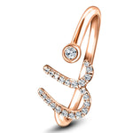 Fancy Diamond Initial 'U' Ring 0.10ct G/SI Quality in 9k Rose Gold - All Diamond