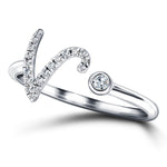 Fancy Diamond Initial 'V' Ring 0.11ct G/SI Quality in 9k White Gold - All Diamond