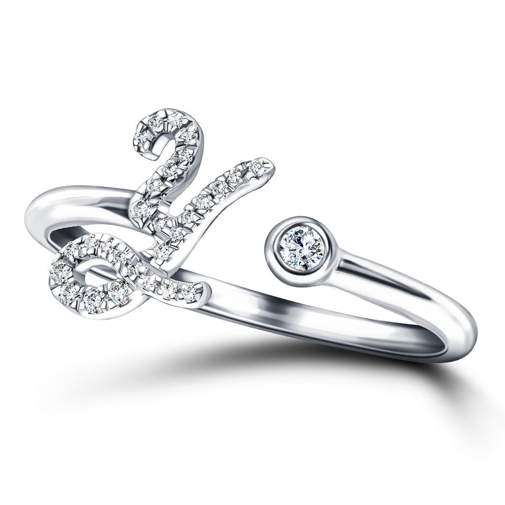 Fancy Diamond Initial 'Y' Ring 0.12ct G/SI Quality in 9k White Gold - All Diamond