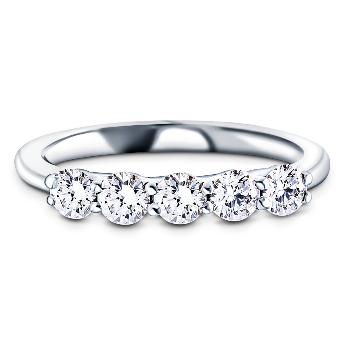 Five Stone Diamond Ring with 0.30ct G/SI Quality in 18k White Gold - All Diamond