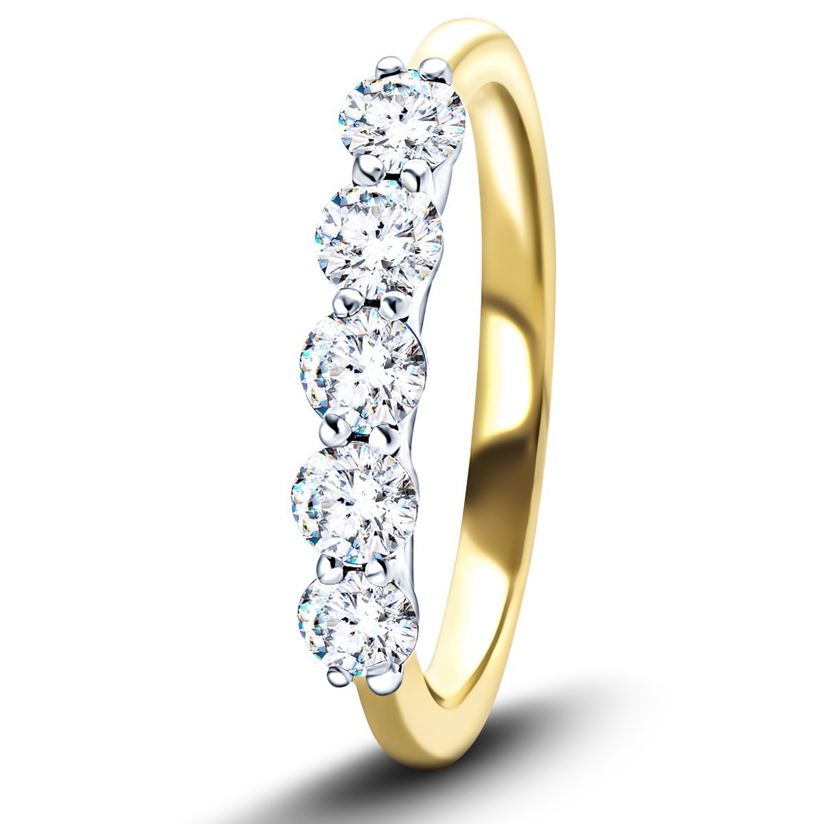 Five Stone Diamond Ring with 0.30ct G/SI Quality in 18k Yellow Gold - All Diamond