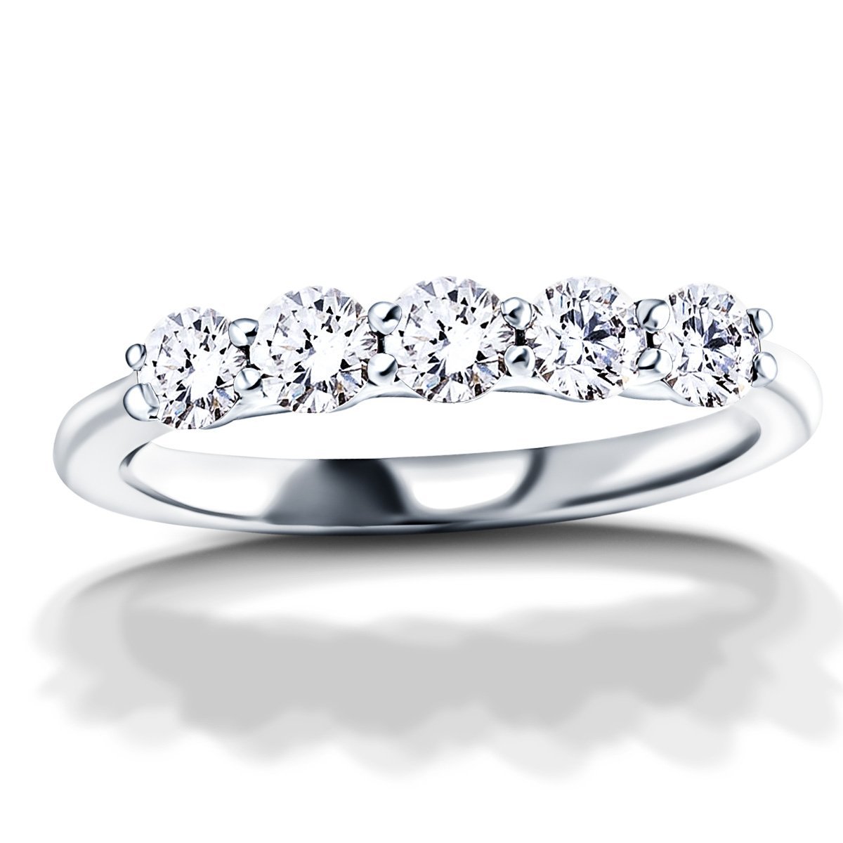 Five Stone Diamond Ring with 0.50ct G/SI Quality in 18k White Gold - All Diamond