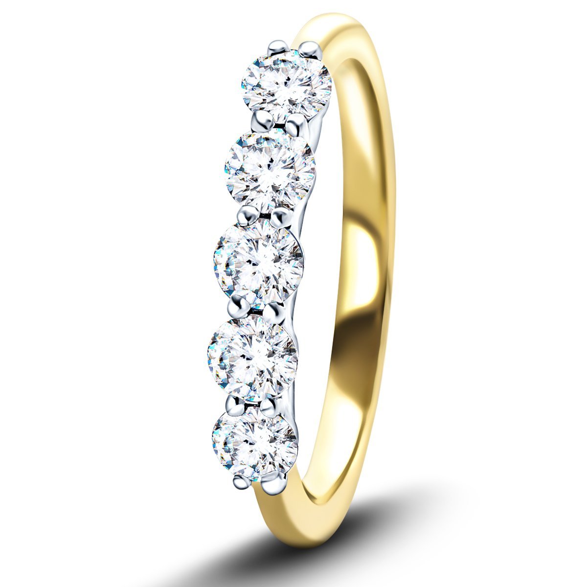 Five Stone Diamond Ring with 1.50ct G/SI Quality in 18k Yellow Gold - All Diamond