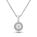 Flower Diamond Halo Pendant Necklace 0.50ct G/SI 18k White Gold - All Diamond