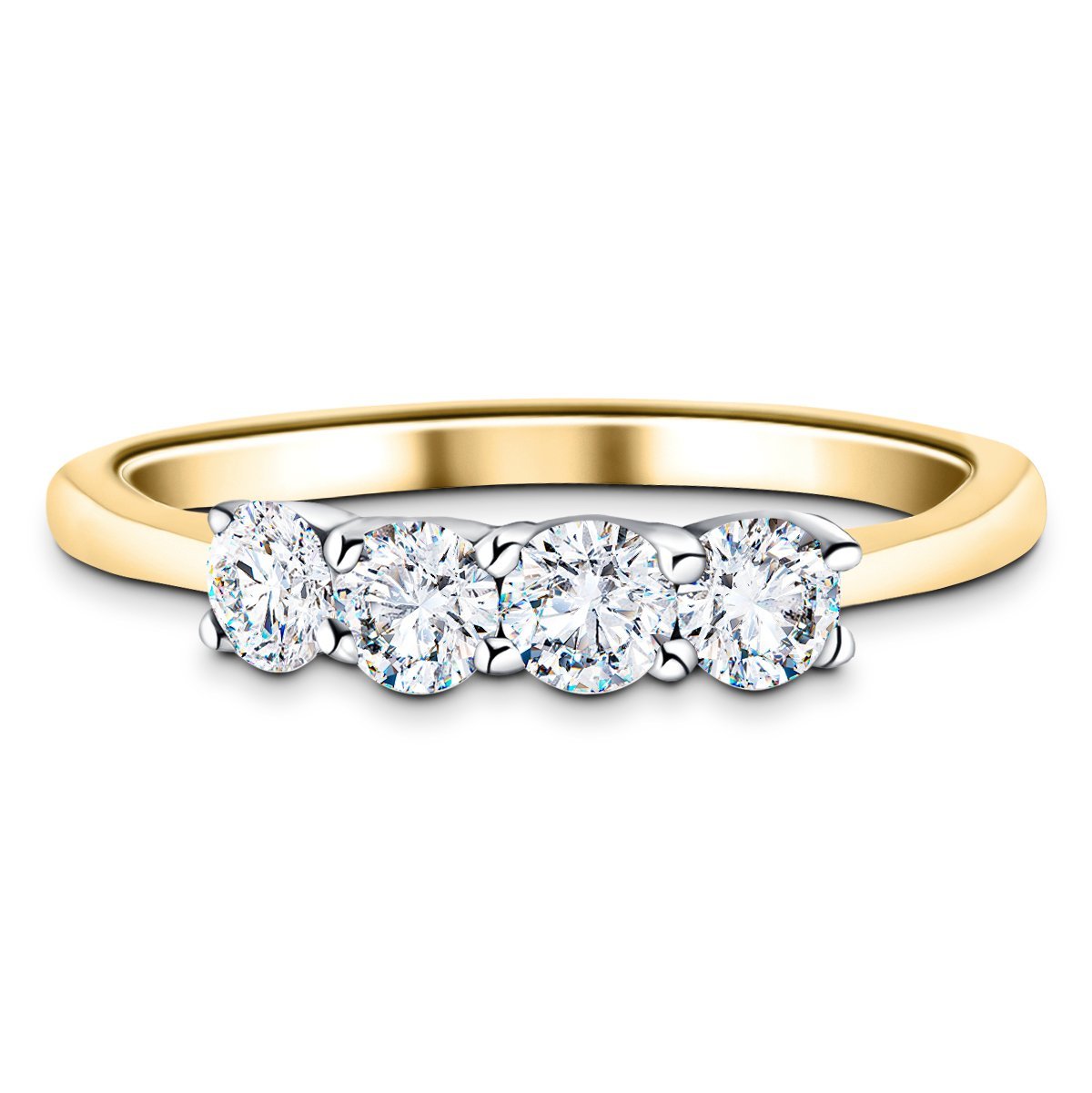 Four Stone Round Diamond Ring with 0.75ct G/SI in 18k Yellow Gold - All Diamond
