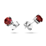 Garnet Solitaire Earrings 1.30ct in 9k White Gold 5.0mm - All Diamond