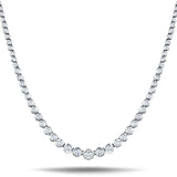 Graduated Rub Over Diamond Tennis Necklace 3.85ct G/SI 18k White Gold - All Diamond