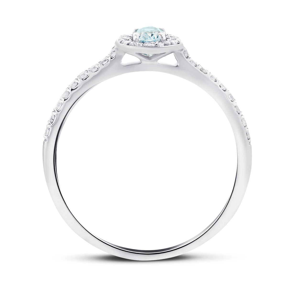 Halo Aquamarine 0.20ct and Diamond 0.22ct Ring in Platinum - All Diamond