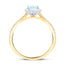 Halo Aquamarine 0.66ct and Diamond 0.27ct Ring in 18K Yellow Gold - All Diamond