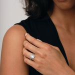 Halo Aquamarine 1.31ct and Diamond 0.38ct Ring in 18K White Gold - All Diamond