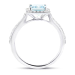 Halo Aquamarine 1.31ct and Diamond 0.38ct Ring in Platinum - All Diamond