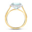 Halo Aquamarine 2.39ct and Diamond 0.43ct Ring in 18K Yellow Gold - All Diamond