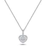 Halo Cluster Heart Necklace 0.40ct G/SI Diamond in 18K White Gold - All Diamond