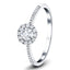 Halo Diamond Engagement Ring Side Stones with 0.35ct in 18k White Gold - All Diamond