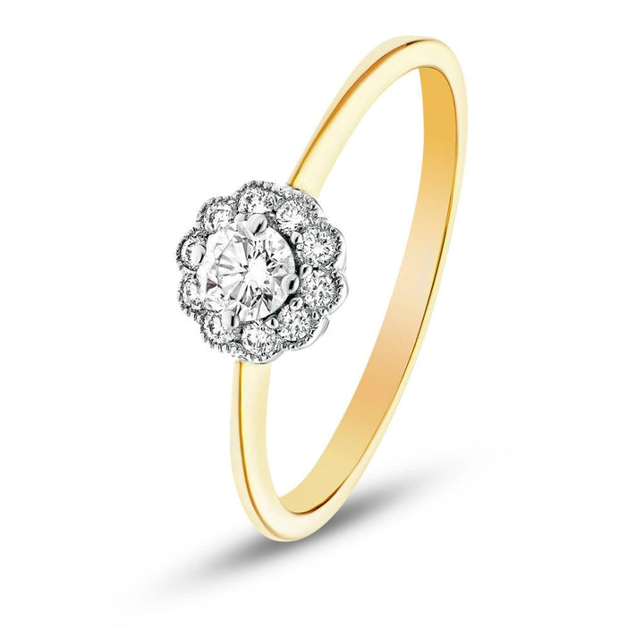 Certified Halo Diamond Engagement Ring with 0.30ct G/SI in 18K Rose Gold