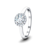 Halo Diamond Engagement Ring with 0.80ct G/SI in 18k White Gold - All Diamond