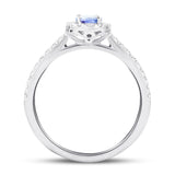 Halo Oval Tanzanite 0.47ct and Diamond 0.27ct Ring in 18K White Gold - All Diamond