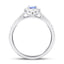 Halo Oval Tanzanite 0.47ct and Diamond 0.27ct Ring in 18K White Gold - All Diamond