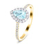 Halo Pear Aquamarine 0.57ct and Diamond 0.34ct Ring in 18K Yellow Gold - All Diamond