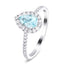 Halo Pear Aquamarine 0.57ct and Diamond 0.34ct Ring in Platinum - All Diamond