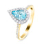 Halo Pear Aquamarine 1.09ct and Diamond 0.33ct Ring in 18K Yellow Gold - All Diamond