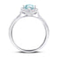 Halo Pear Aquamarine 1.09ct and Diamond 0.33ct Ring in Platinum - All Diamond