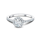 Halo Side Stone Diamond Engagement Ring 0.50ct G/SI 18k White Gold - All Diamond