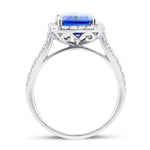 Halo Tanzanite 4.86ct and Diamond 0.53ct Ring in 18K White Gold - All Diamond