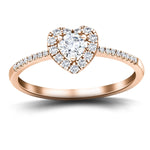 Heart Diamond Engagement Side Stone Ring 0.35ct G/SI 18k Rose Gold - All Diamond