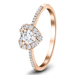 Heart Diamond Engagement Side Stone Ring 0.35ct G/SI 18k Rose Gold - All Diamond