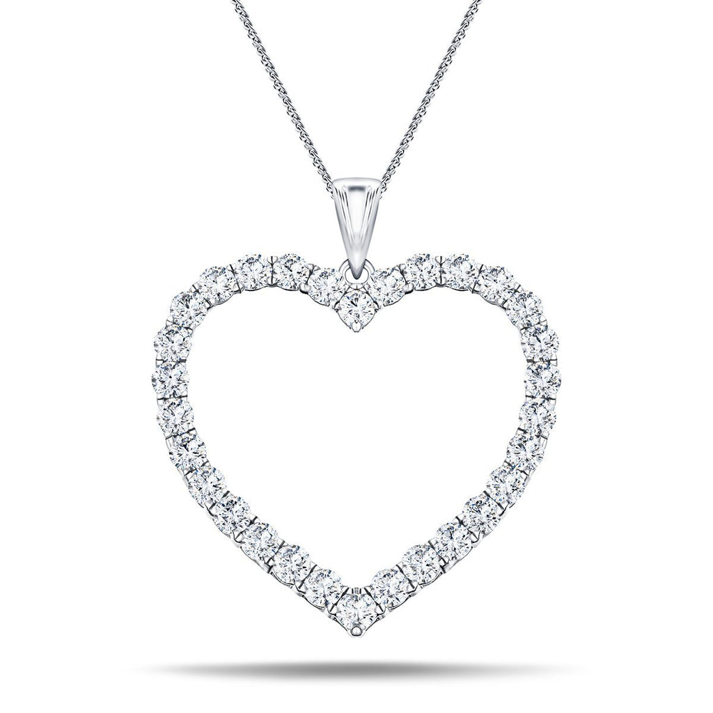 Heart Shape 4.30ct Diamond Pendant in 18K White Gold - All Diamond