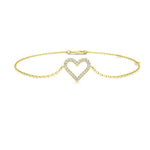 Heart Shape Diamond Bracelet 0.10ct G/SI Quality in 18k Yellow Gold - All Diamond