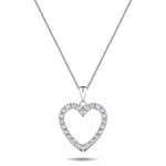 Heart Style Round 0.55ct Diamond Pendant 18K White Gold - All Diamond