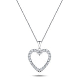 Heart Style Round 0.55ct Diamond Pendant 18K White Gold - All Diamond