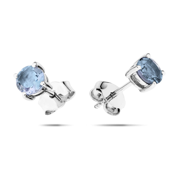 London Blue Topaz Solitaire Earrings 1.10ct in 9k White Gold 5.0mm
