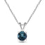London Blue Topaz Solitaire Necklace Pendant 0.60ct in 9k White Gold 5.0mm - All Diamond