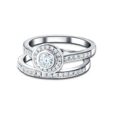 Matching Diamond Engagement & Wedding Ring 0.90ct G/SI 18k White Gold - All Diamond