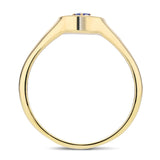 Mens Single Blue Sapphire Signet Ring 0.07ct in 9k Yellow Gold - All Diamond