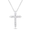 Modern Diamond Cross Pendant Necklace 0.75ct in 18k White Gold - All Diamond