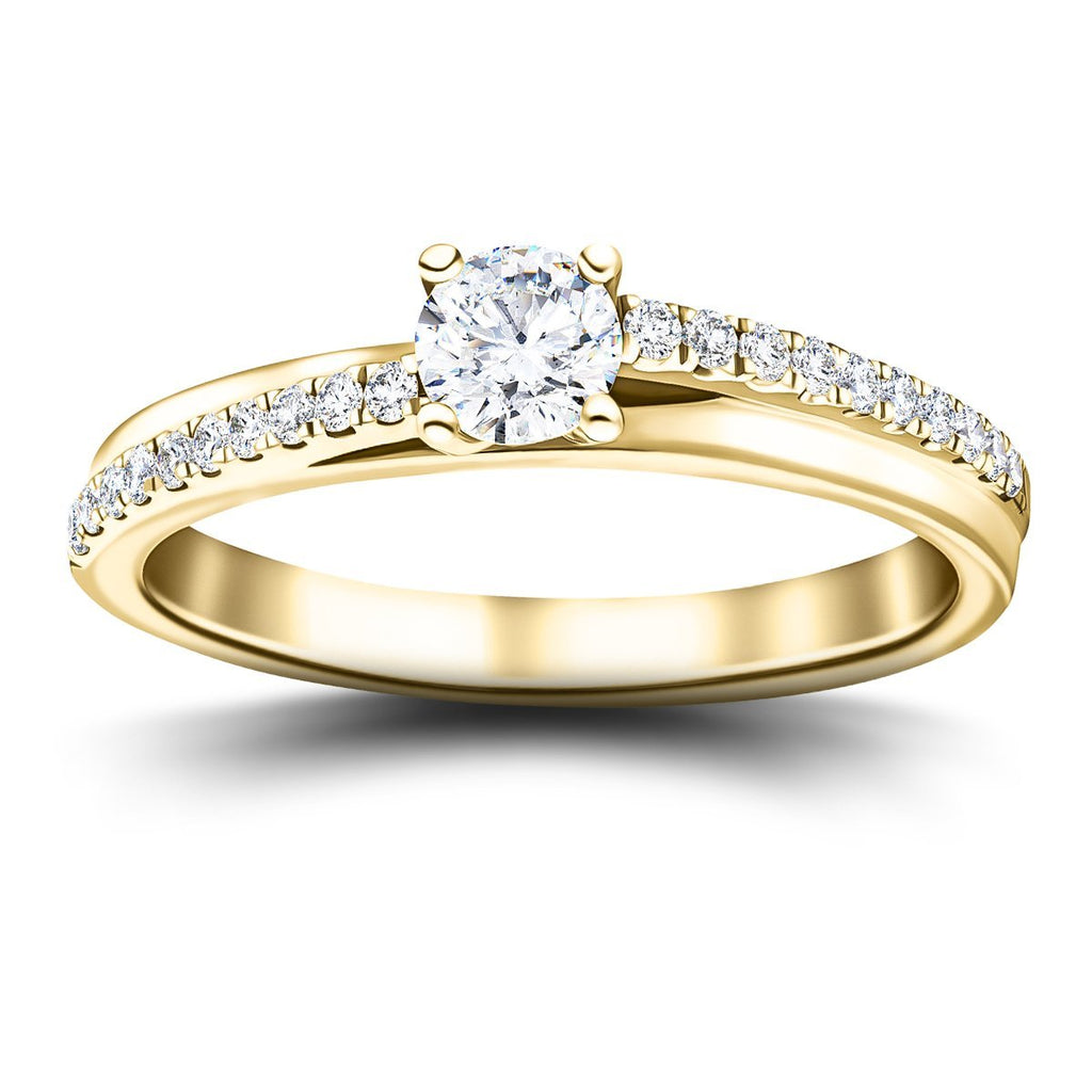 Modern Diamond Shoulder Set Engagement Ring 0.60ct G/SI 18k Yellow Gold - All Diamond