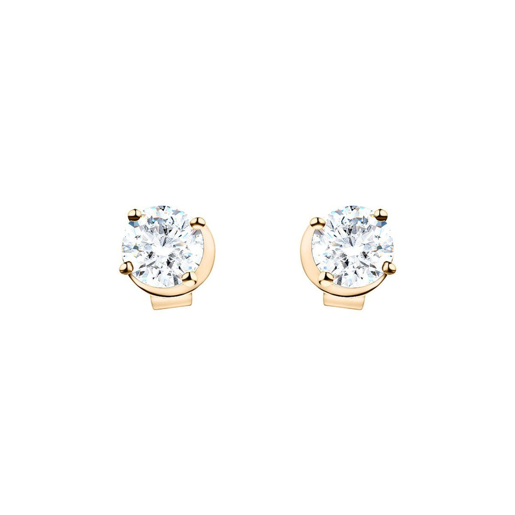 Modern Diamond Stud Earrings 0.75ct G/SI Quality in 18k Yellow Gold - All Diamond