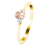 Morganite 0.30ct Diamond 0.03ct Cluster Ring 9k Yellow Gold - All Diamond